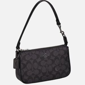Coach Nolita 19 Black/Grey Mini Bag with Monogram Pattern and Adjustable Strap